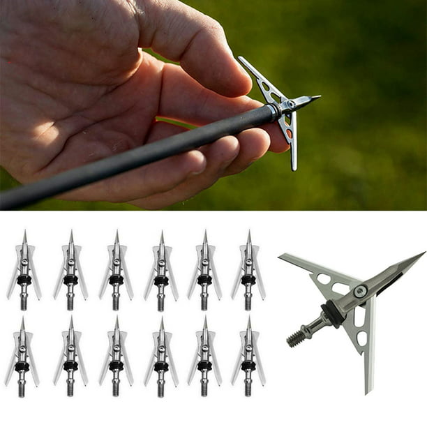 Details about   12Pcs 100 Grain Hunting Broadheads Arrowheads Compound Bow Crossbow Arrows Tips